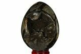 Septarian Dragon Egg Geode - Black Crystals #177419-1
